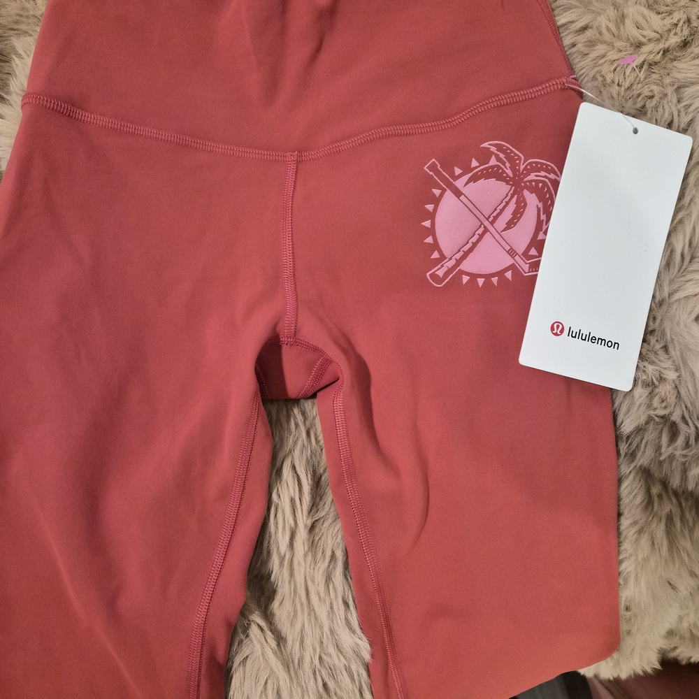 lululemon athletica  Red Leggings with Palm Design